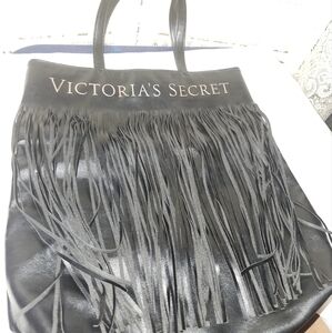 Victoria's Secret Black Fringe Tote Bag